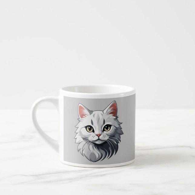 Charmig vit katt espressomugg (Vänster)
