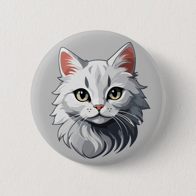 Charmig vit katt knapp (Framsida)