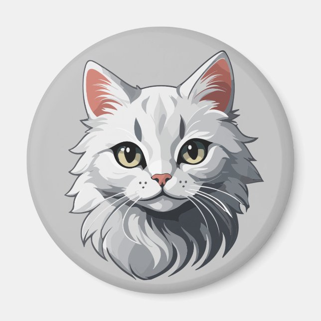Charmig vit katt magnet (Framsidan)