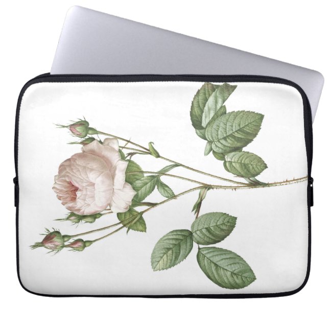 Charmig White Rose Botanical Laptop Fodral (Framsidan)