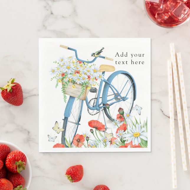 Charmiga Cykel Blommor Natur Pappersservett (Insitu)