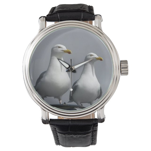 Charmiga herr & fru Gully Seagull Uttrycksfullt pa Armbandsur (Framsida)