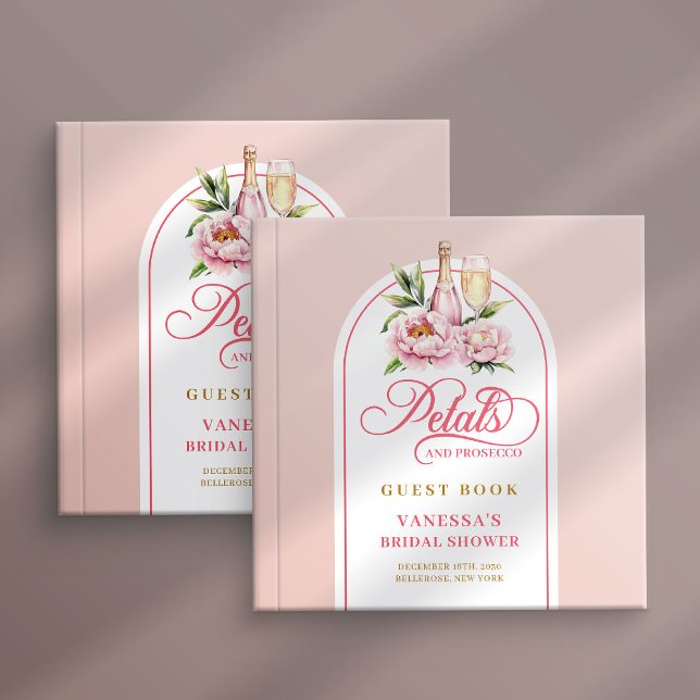 Charmiga kronblad och prosecco bröllopsdusch  gästböcker (Charming petals and prosecco bridal shower guest book art

)