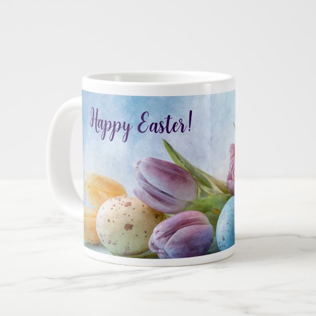 Charmiga målade påsk tulpaner jumbo mugg (Framsida vänster)