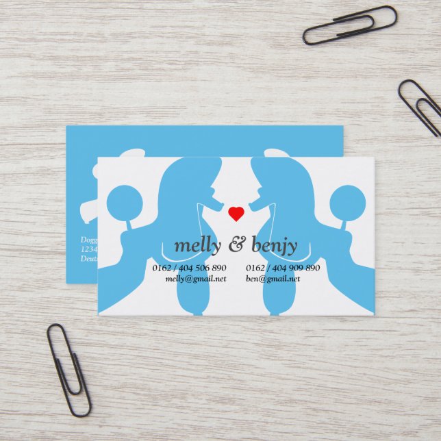 Charmiga Poodle-kort med hjärta – Visitkort (Fram/Back In Situ)