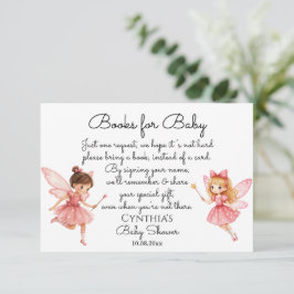 Charmiga rosa älvor-böcker för baby shower tilläggskort