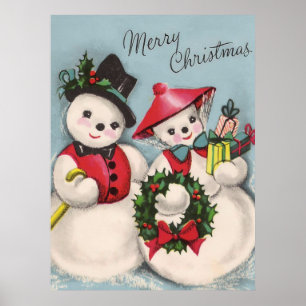 Charmiga snögubbear kopplar ihop poster