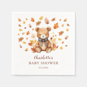 Charmigt höstteddybjörn-babyshower pappersservett