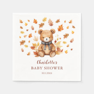 Charmigt höstteddybjörn-babyshower pappersservett