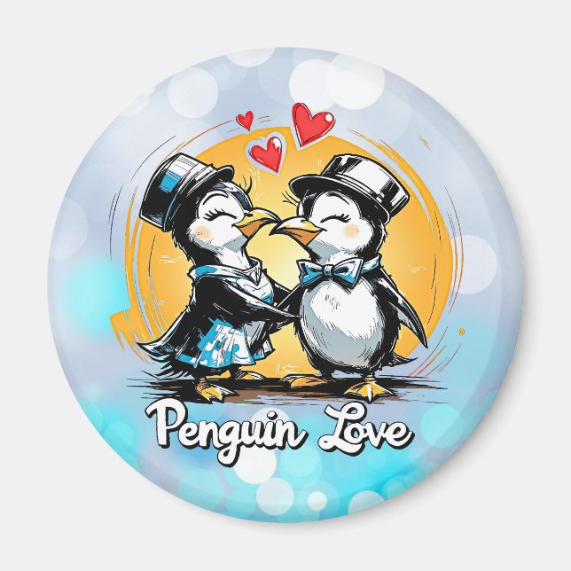 Charmigt pingvinpar magnet (Framsidan)