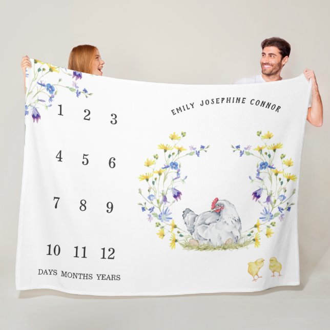 Charmigt rustikt bondgårdshus | Baby Milepblanket Fleecefilt (På plats)