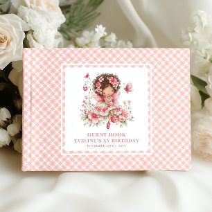 Charmigt Sagoprinsessa Födelsedag Rosa Blommig Gäs Gästböcker