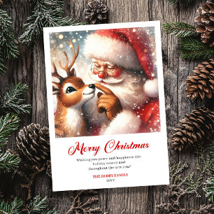 Charmigt Santa Claus Rudolph Humor Julkort