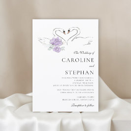 Charmigt svanpar i akvarell - Bröllopsannons Inbjudningar