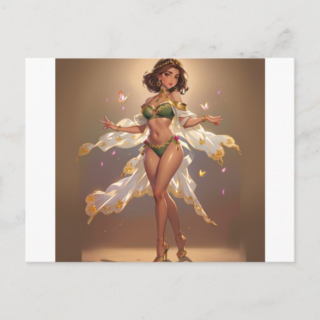 Charmigt tjej  vykort (Framsida)