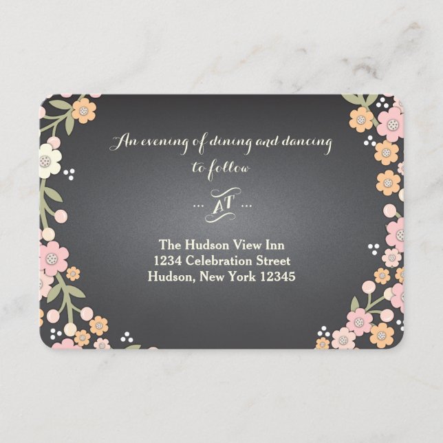Charmigt trädgårds- blom- bröllopmottagande för tilläggskort (Framsida)