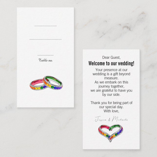🌈Charmigt unikt  Sammanflätat i stolthet Placeringskort (Fram/baksida)
