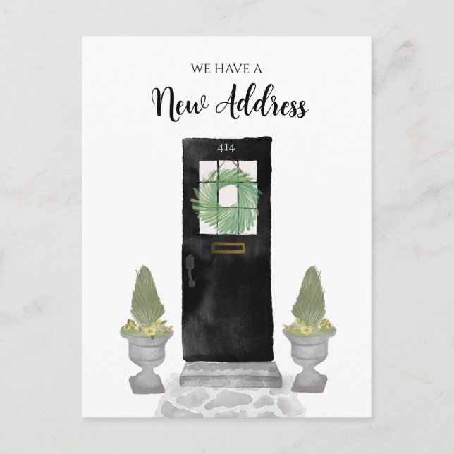 Charmigt Vi Har Flyttat Ny Adress Svart Dörr Vykort (Framsida)