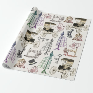Charmigt Vintage Antik Buggy Mönster Modern Presentpapper