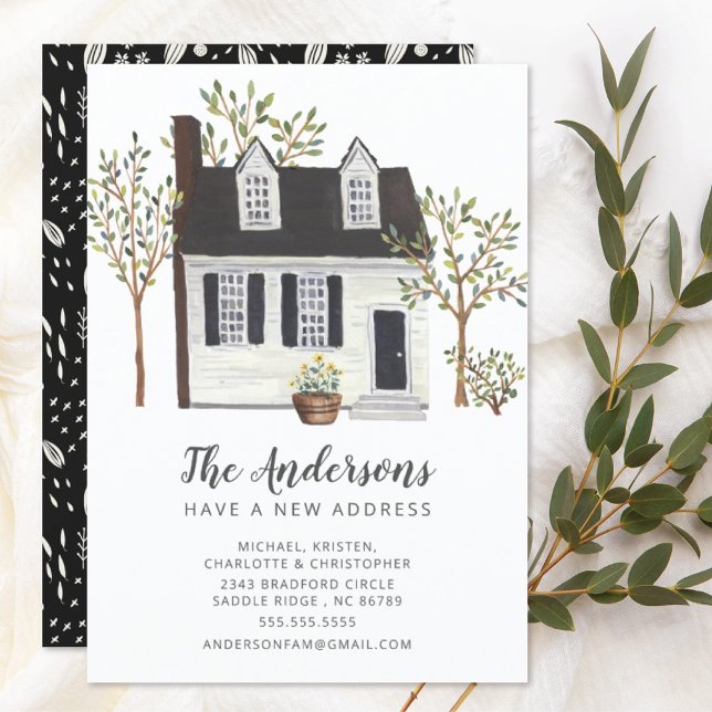 Charmigt vitt Cape-hus | Flyttmeddelande Inbjudningar (Skapare uppladdad)