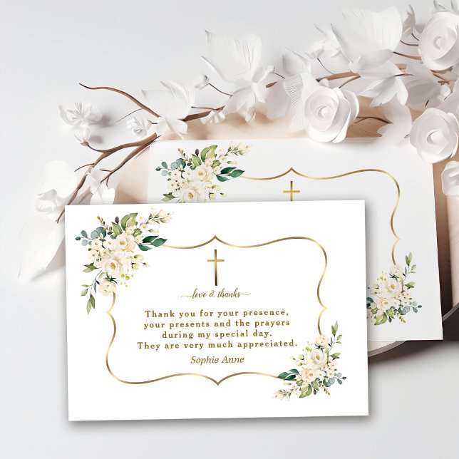 Charminbjudan De Bautizo Con Flores Baptism Tack Kort (Skapare uppladdad)