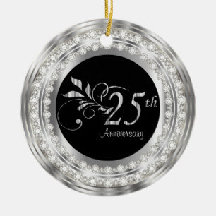 Charming 25:e årsdagen Silver Bröllop Julgransprydnad Keramik