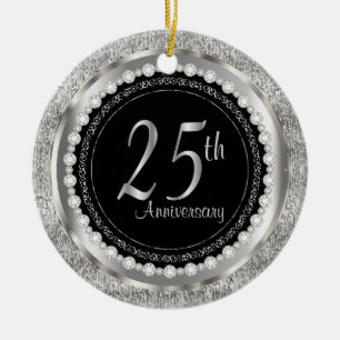 Charming 25:e årsdagen Silver Bröllop Julgransprydnad Keramik