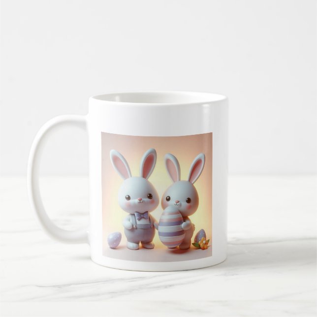 Charming 3D-Påskhare med festive Egg Kaffemugg (Vänster)