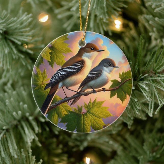 Charming Alder Flycatcher Bird Keepsake Julgransprydnad Keramik (Skapare uppladdad)