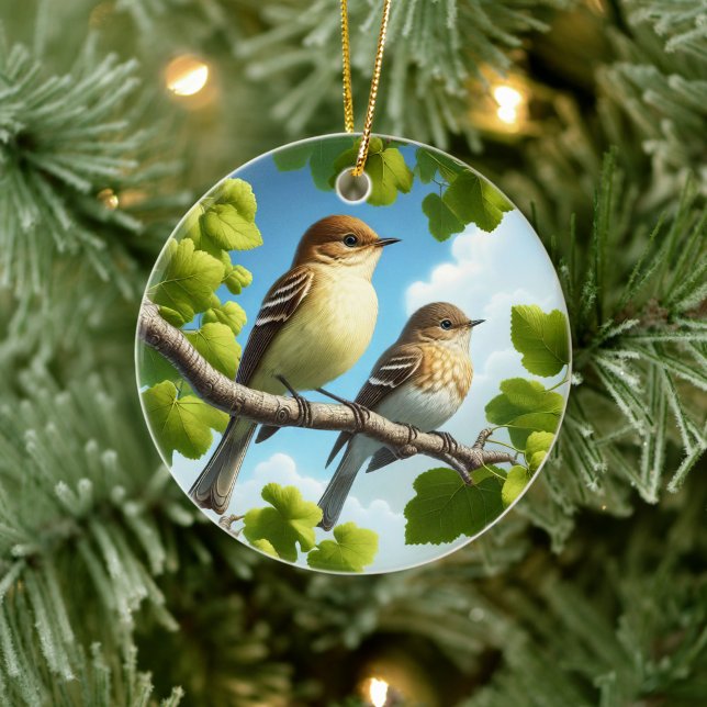 Charming Alder Flycatcher Bird Keepsake Julgransprydnad Keramik (Skapare uppladdad)