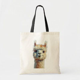 Charming Alpaca Tote Bag Oljemålning Stil Tygkasse