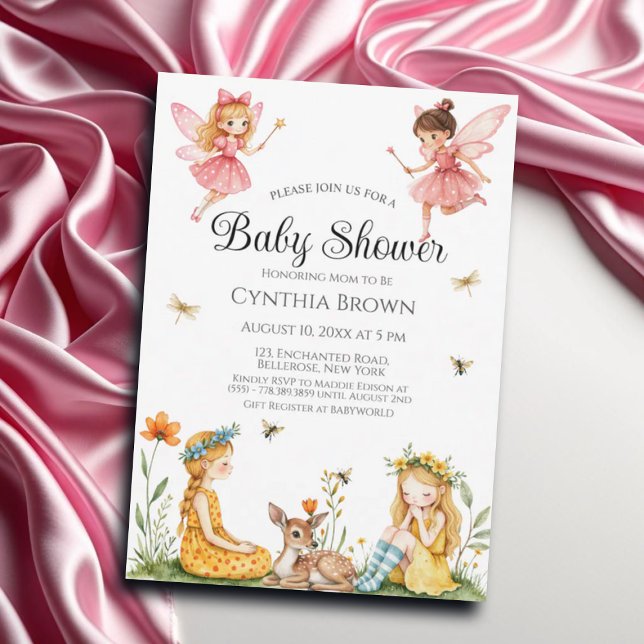 Charming Älvors Woodland Animals Baby Shower Inbjudningar (Skapare uppladdad)