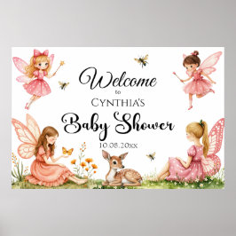Charming Älvors Woodland Hjort Baby Shower Välkomm Poster