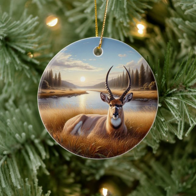 Charming American Antelope Animal Keepsake Julgransprydnad Keramik (Skapare uppladdad)