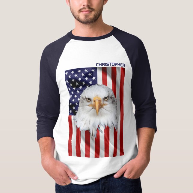 Charming American Eagle, USA flagga, Patriotic T Shirt (Framsida)
