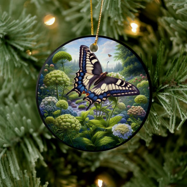 Charming Anise Swallowtail Butterfly Julgransprydnad Keramik (Skapare uppladdad)