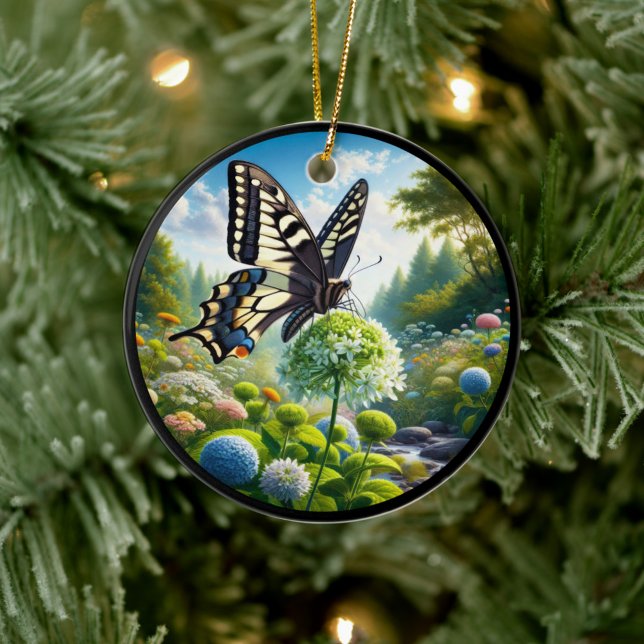 Charming Anise Swallowtail Butterfly Julgransprydnad Keramik (Skapare uppladdad)