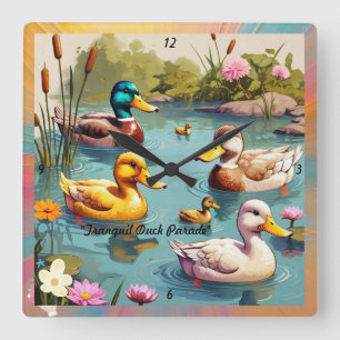 "Charming Ankor on Pond" Fyrkantig Klocka