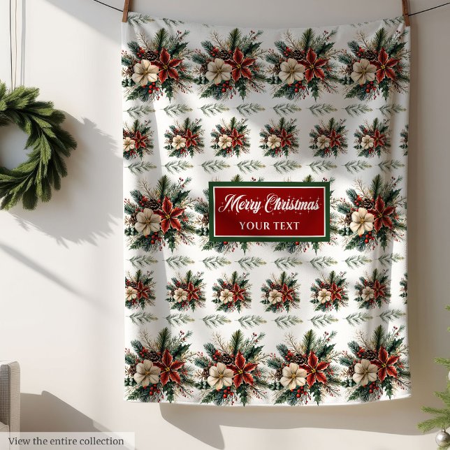 Charming Anpassat namn Vintage jul Throw Fleecefilt (Charming Custom Name Vintage Christmas Throw Fleece Blanket )