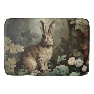 Charming Antique Hare i Lush Forest Badrumsmatta