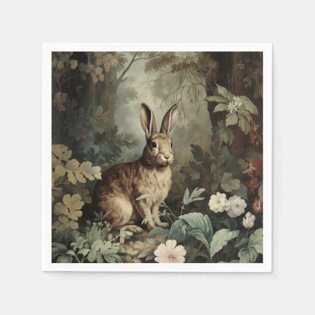 Charming Antique Hare i Lush Forest Pappersservett (Framsidan)