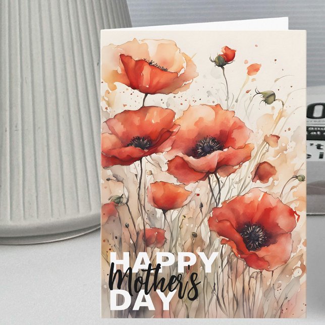 Charming Artistic Red Poppies Mors dag Kort (Skapare uppladdad)