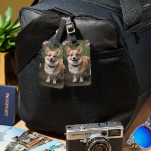 "Charming Assion: A Corgi i Rosa ros Garden Bagagebricka