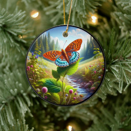 Charming Atlantis Fritillary Butterfly Julgransprydnad Keramik