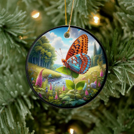 Charming Atlantis Fritillary Butterfly Julgransprydnad Keramik