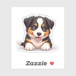 Charming Australian shepherd Valp, 3D Fluffiness. Klistermärken