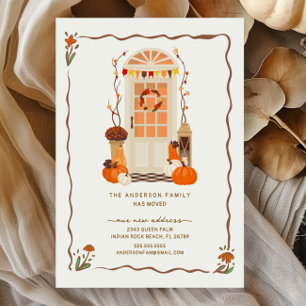 Charming Autumn Door Flytta Announcement Meddelande Vykort