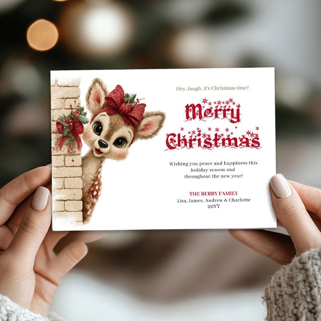 Charming Baby Fawn Cute Cartoon Greeting Card Julkort (Charming Baby Fawn Cute Cartoon Greeting Card

)
