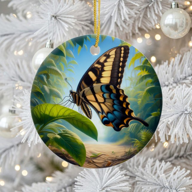 Charming Bahaman Swallowtail Butterfly Keepsake Julgransprydnad Keramik (Skapare uppladdad)