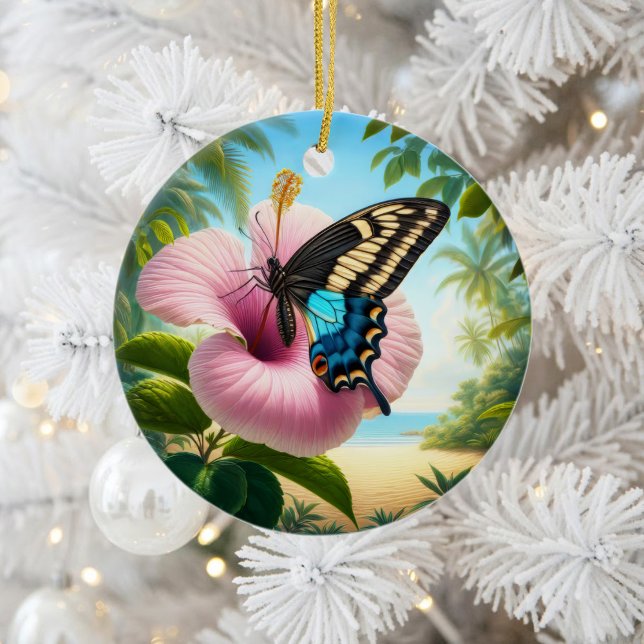 Charming Bahaman Swallowtail Butterfly Keepsake Julgransprydnad Keramik (Skapare uppladdad)